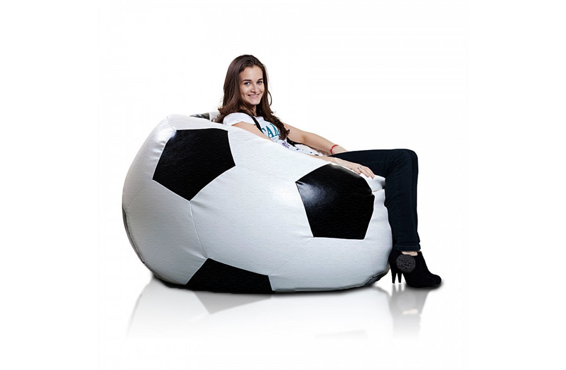Loungestoel zitzak voetbal 55x35 cm ecoleer zwart/wit