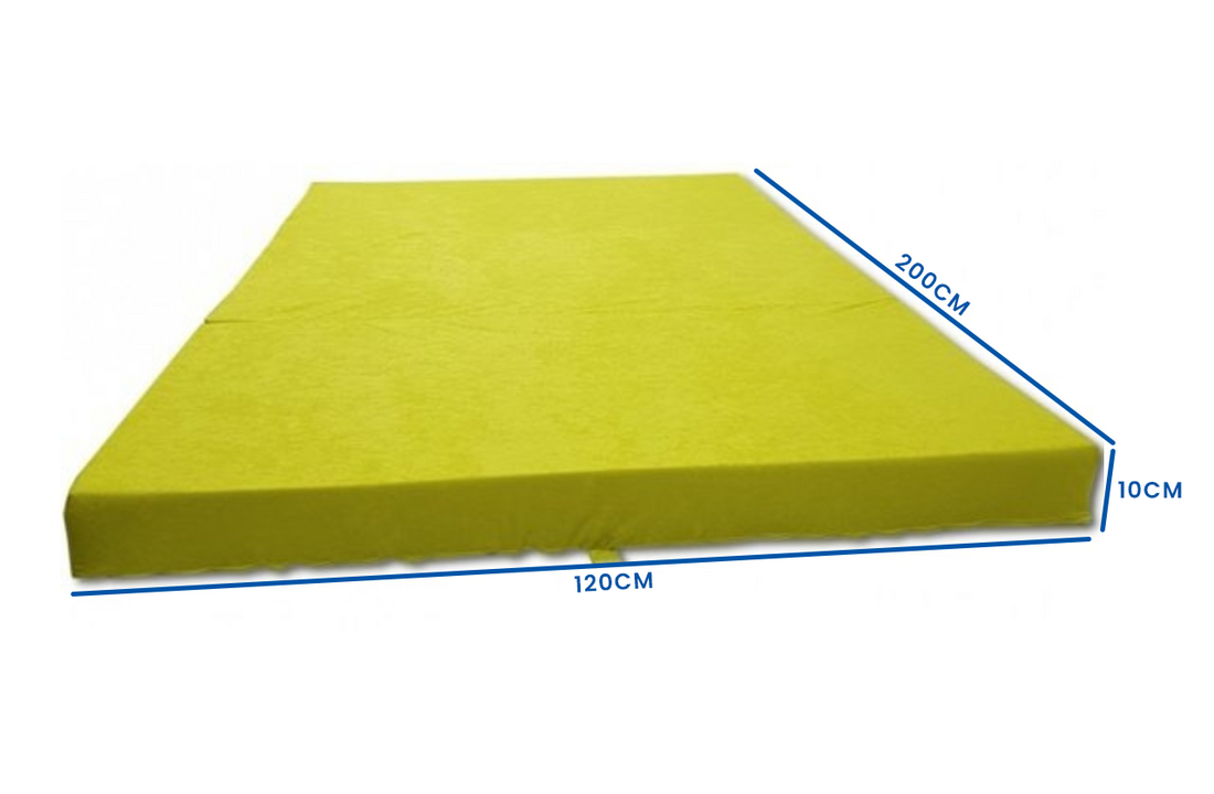 Logeermatras groen - 120x200x10 cm, opvouwbaar, foam