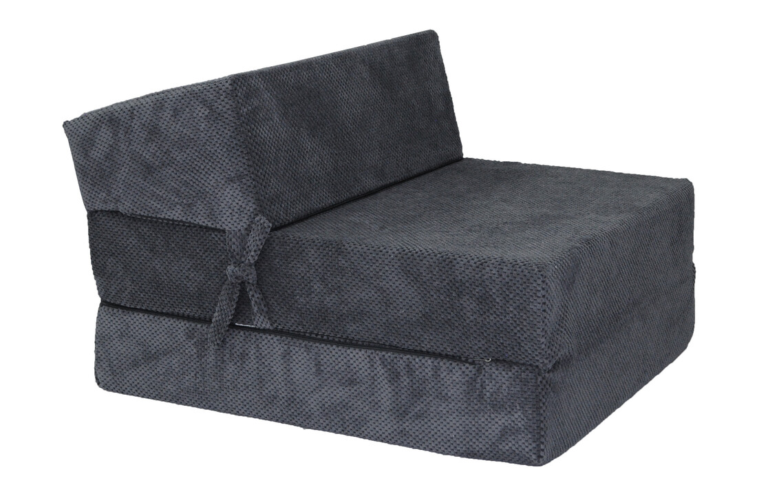 Logeermatras antraciet – Opvouwbaar 200x70x15cm, PUR-schuim velvet dot