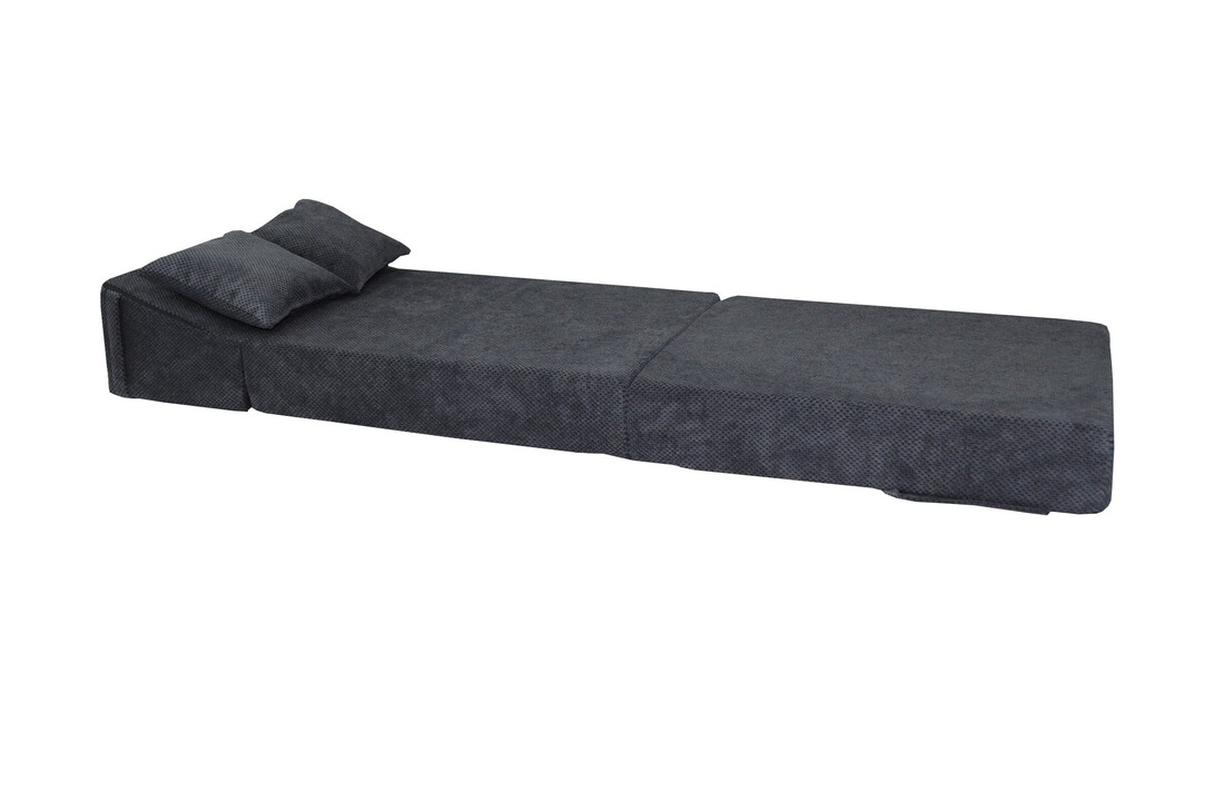 Logeermatras antraciet – Opvouwbaar 200x70x15cm, PUR-schuim velvet dot