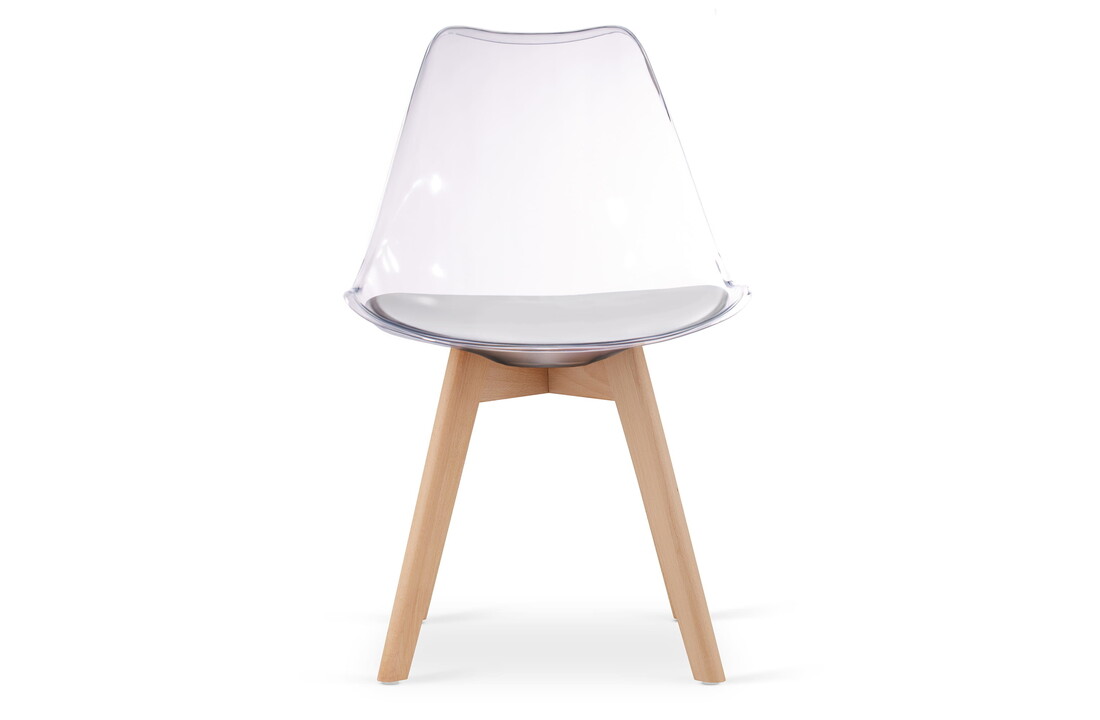 Eetkamerstoel transparant wit | Set van 4 | Beukenhout & Polypropyleen