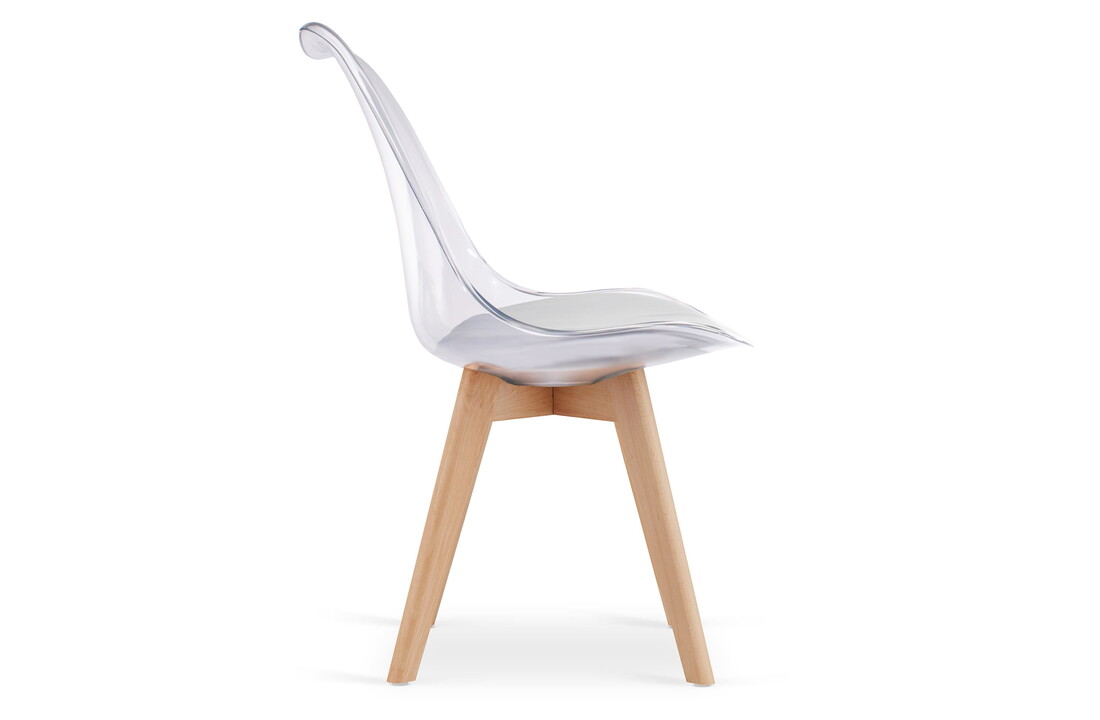 Eetkamerstoel houten poten - Transparant, Set van 4, Beukenhout