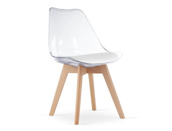 Transparante stoel set 4 - Beukenhout poten, Wit/Naturel