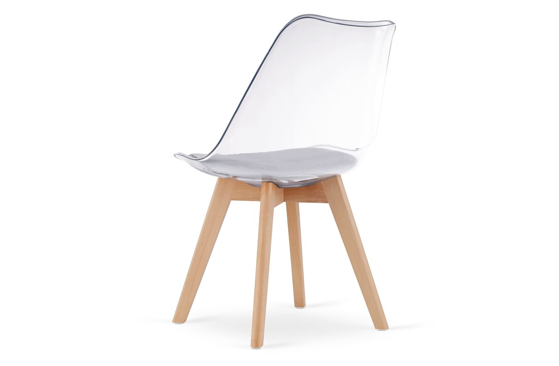 Transparante stoel set 4 - Beukenhout poten, Wit/Naturel