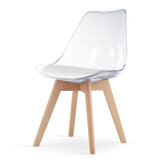 Transparante stoel set 4 - Beukenhout poten, Wit/Naturel