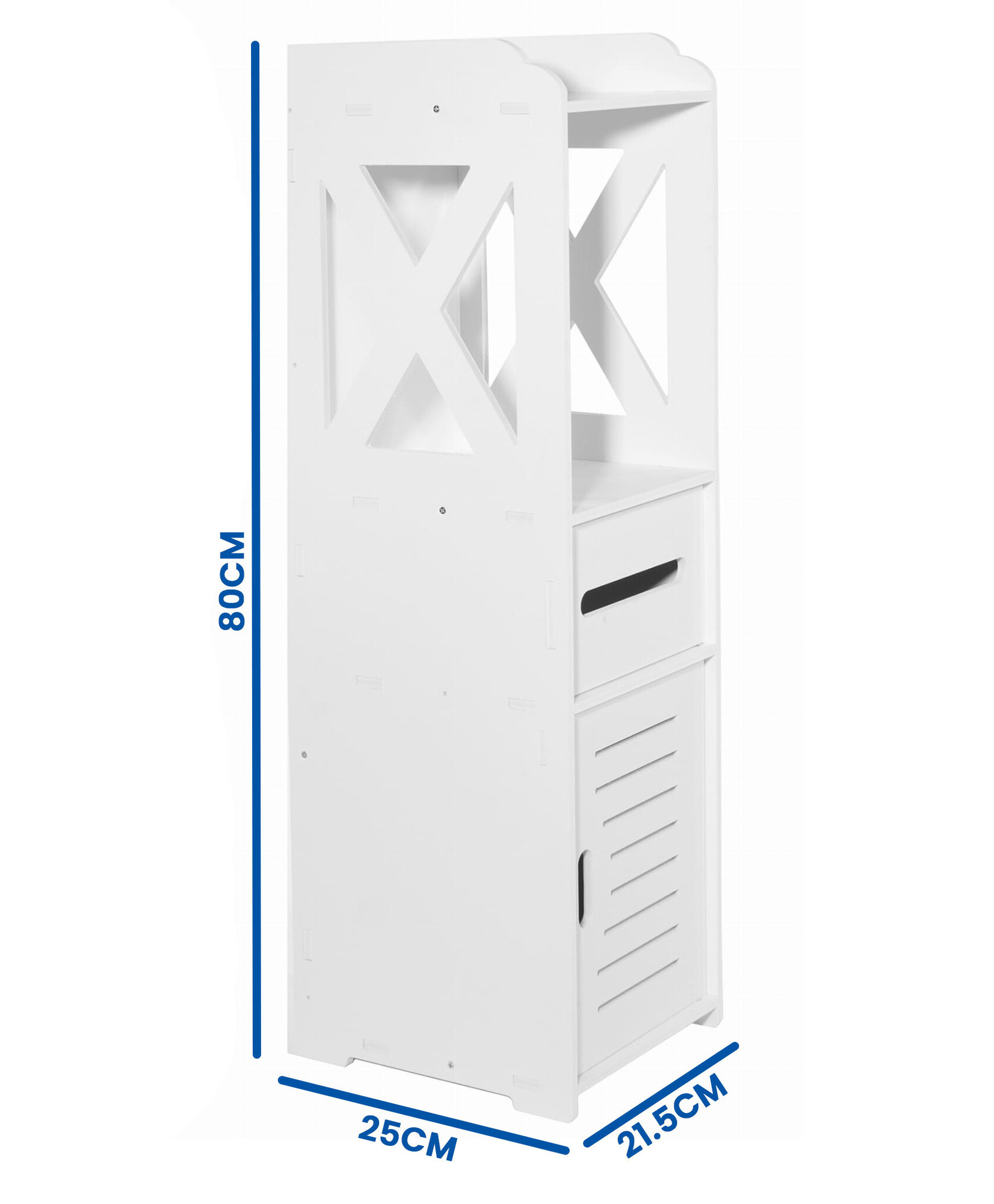 Kolomkast badkamer 80cm hoog, wit, 21.5cm breed