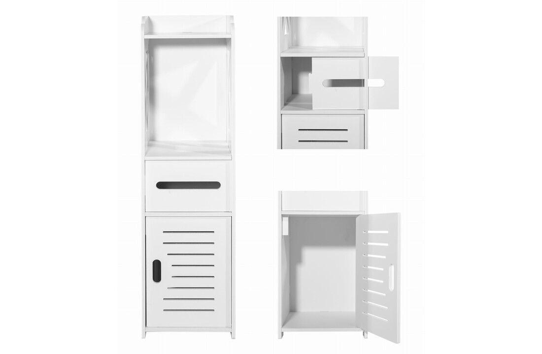 Witte badkamermeubel | Smalle Kolomkast 80cm Hoog, 21.5cm Breed