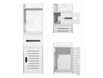 Witte badkamermeubel | Smalle Kolomkast 80cm Hoog, 21.5cm Breed