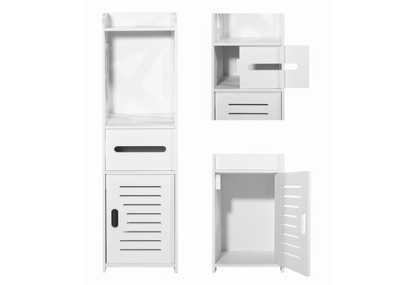 Witte badkamermeubel | Smalle Kolomkast 80cm Hoog, 21.5cm Breed