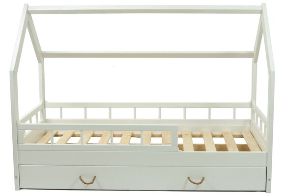 Kinderbed huisje wit 160x80cm massief grenen Scandinavisch