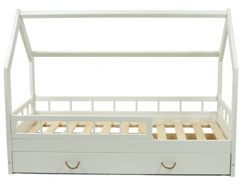 Bed met lades kind - Wit massief grenen huisbed 80x160cm Scandinavisch