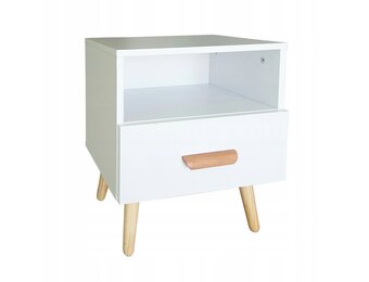 Nachtkastje open vak wit - 40x30x38 cm - MDF/grenen