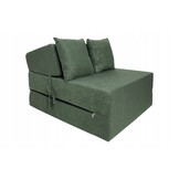 Poef bed groen opvouwbaar matras foam 200x70x15 cm