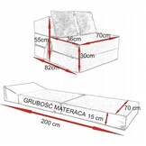 Opklapbare stoel / logeermatras 200x70x15 cm groen foam