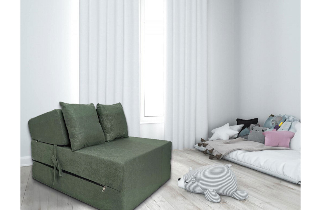 Opklapbare stoel / logeermatras 200x70x15 cm groen foam