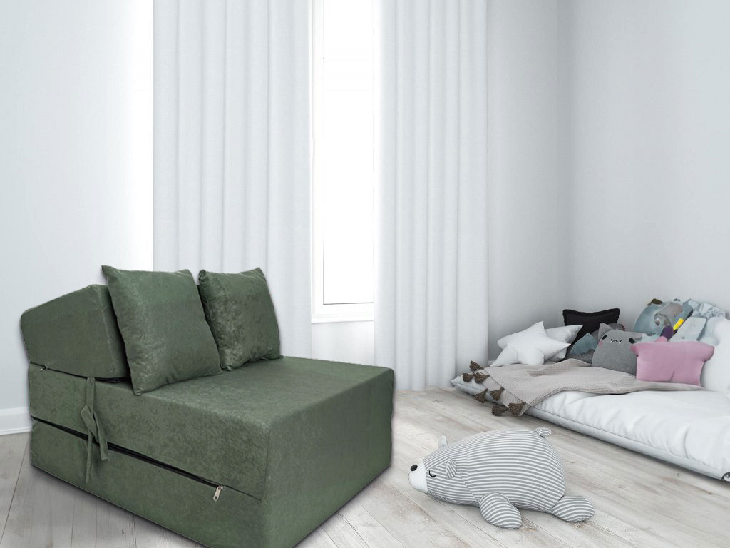 Fauteuil logeerbed matras 200x70x15cm groen foam/polyester