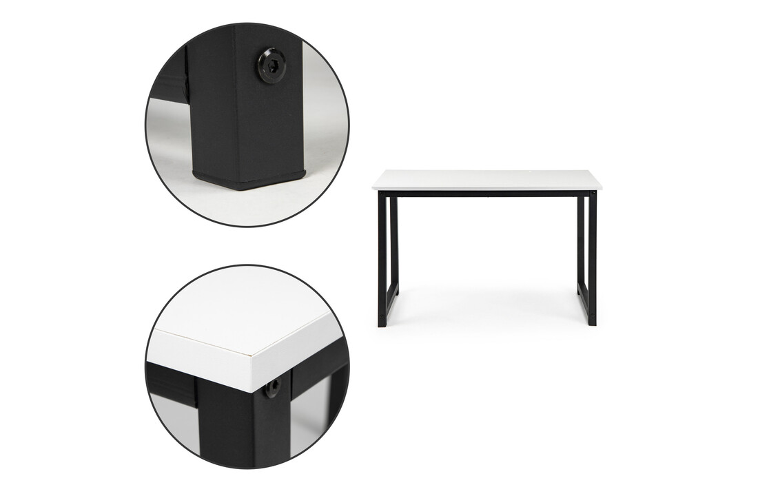 Tienerbureau 120 cm wit met zwarte poten - Gelamineerd