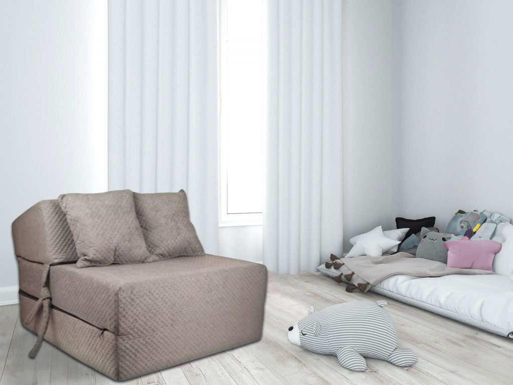 Slaapstoel grijs - Opvouwbaar matras 70x200cm met kussens - Foam