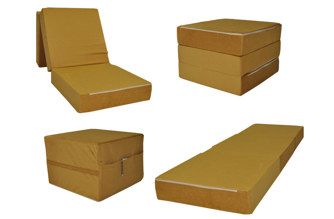 Logee matras opklapbaar 195x65x15 cm okergeel T-25 schuim