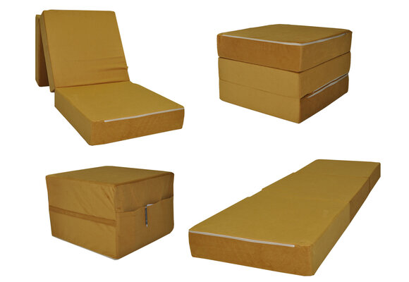 Slaapbank matras okergeel - 195x65x15 cm - Schuim H2
