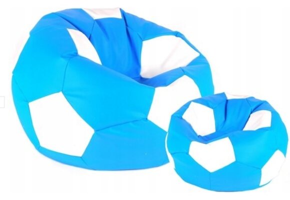 Zitzak voetbal blauw/wit, 55x35 cm, ecoleer