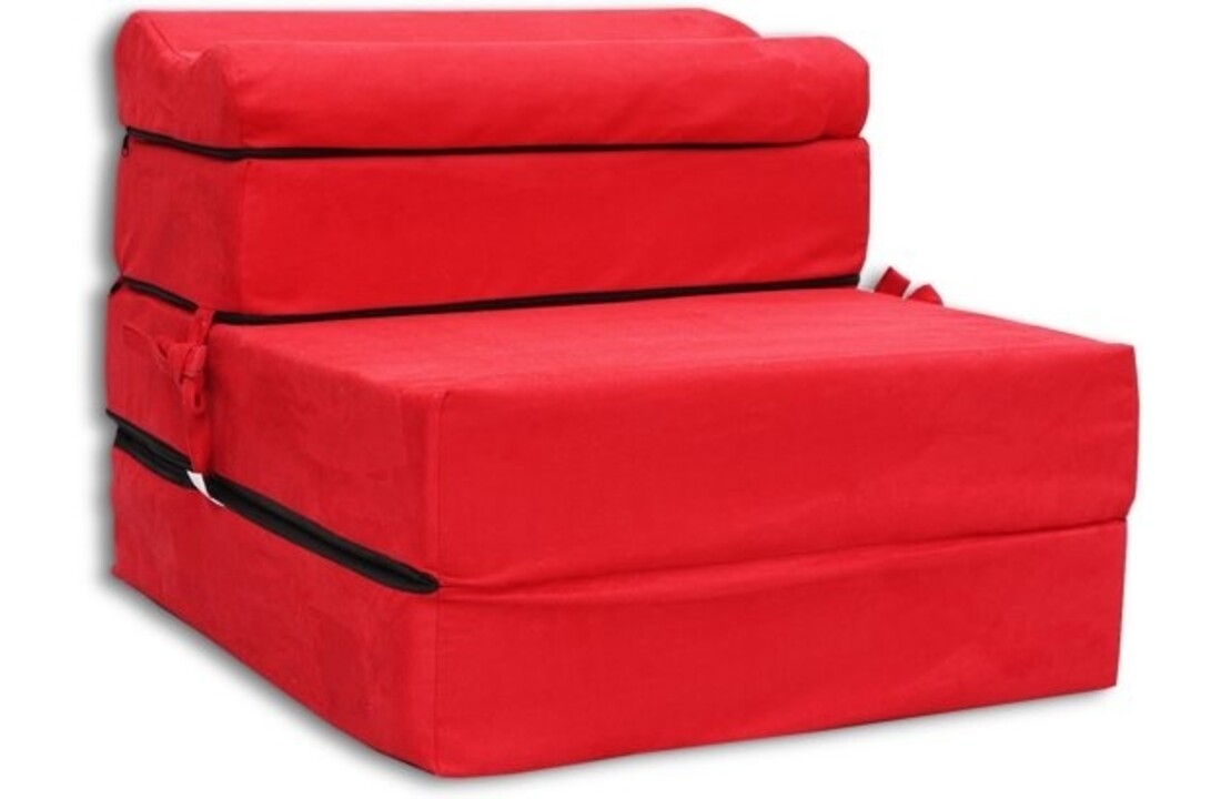 Rode vouwmatras 70x200 - Opvouwbaar foam matras - 15cm dik - Rood