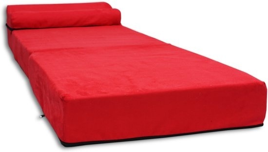 Rode vouwmatras 70x200 - Opvouwbaar foam matras - 15cm dik - Rood