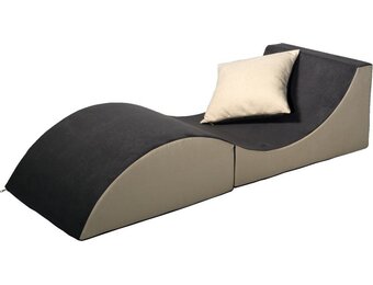 Zitzak grijs beige | Relax fauteuil 150x60x40 cm, T-25 foam, verwijderbare hoes