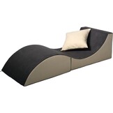 Ergonomische zitzak - grijs beige - 150x60x40 cm - foam/stof