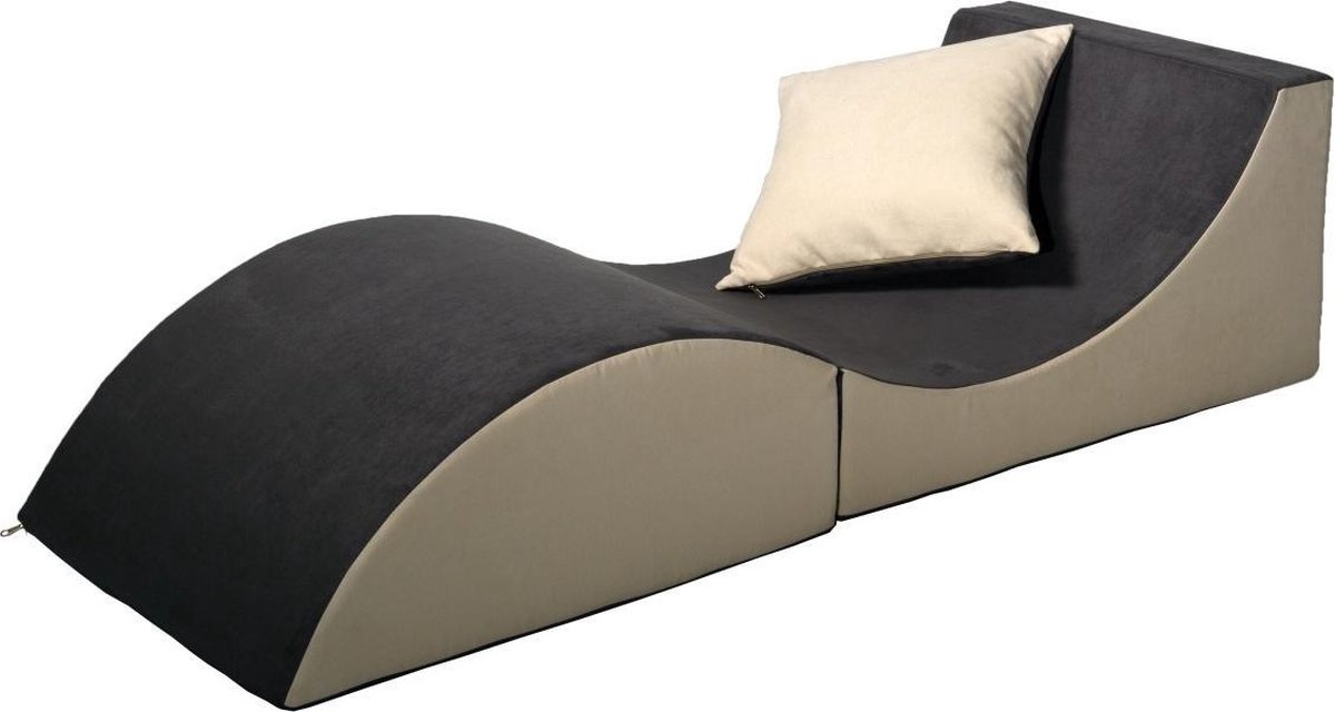 Ergonomische zitzak - grijs beige - 150x60x40 cm - foam/stof
