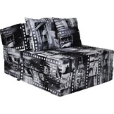 Reismatras met kussens - 200x70x15cm - Opvouwbaar - Wit/Zwart