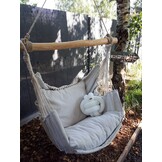 Knoop kussen creme 30x30cm | Handgemaakt Katoen Sierkussen