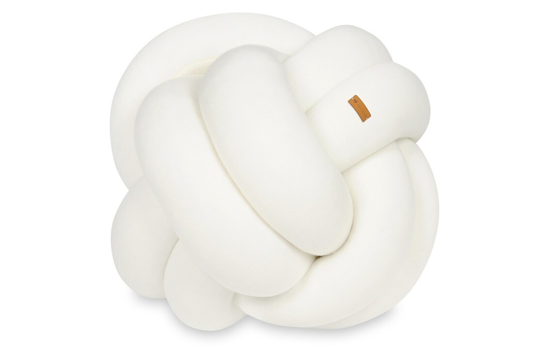 Decoratie kussen knot 30x30cm creme katoen handgemaakt