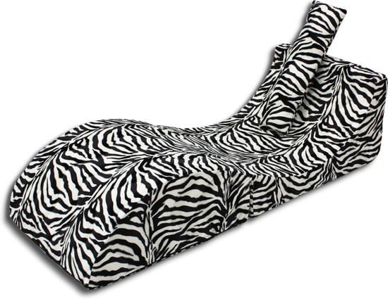 Zitzak Lounge: Opvouwbare Relax Sofa Zebra, 150x60x40cm, Katoen