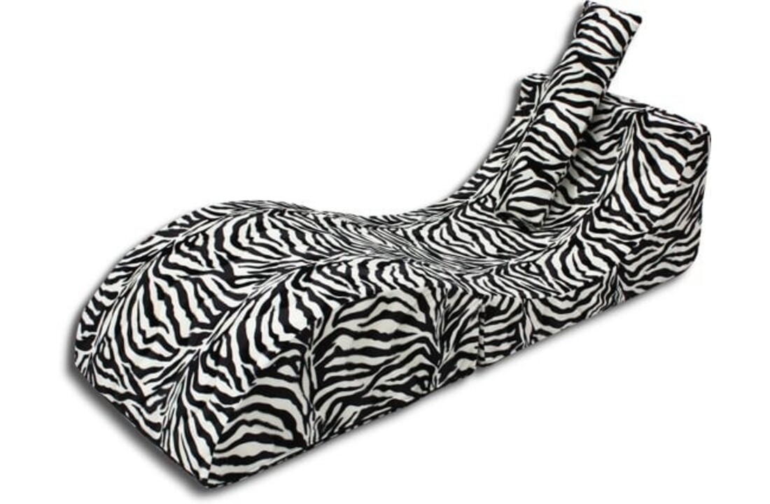 Opvouwbare bank zebra | Wit/Zwart | Katoen/Foam | 150x60x40 cm