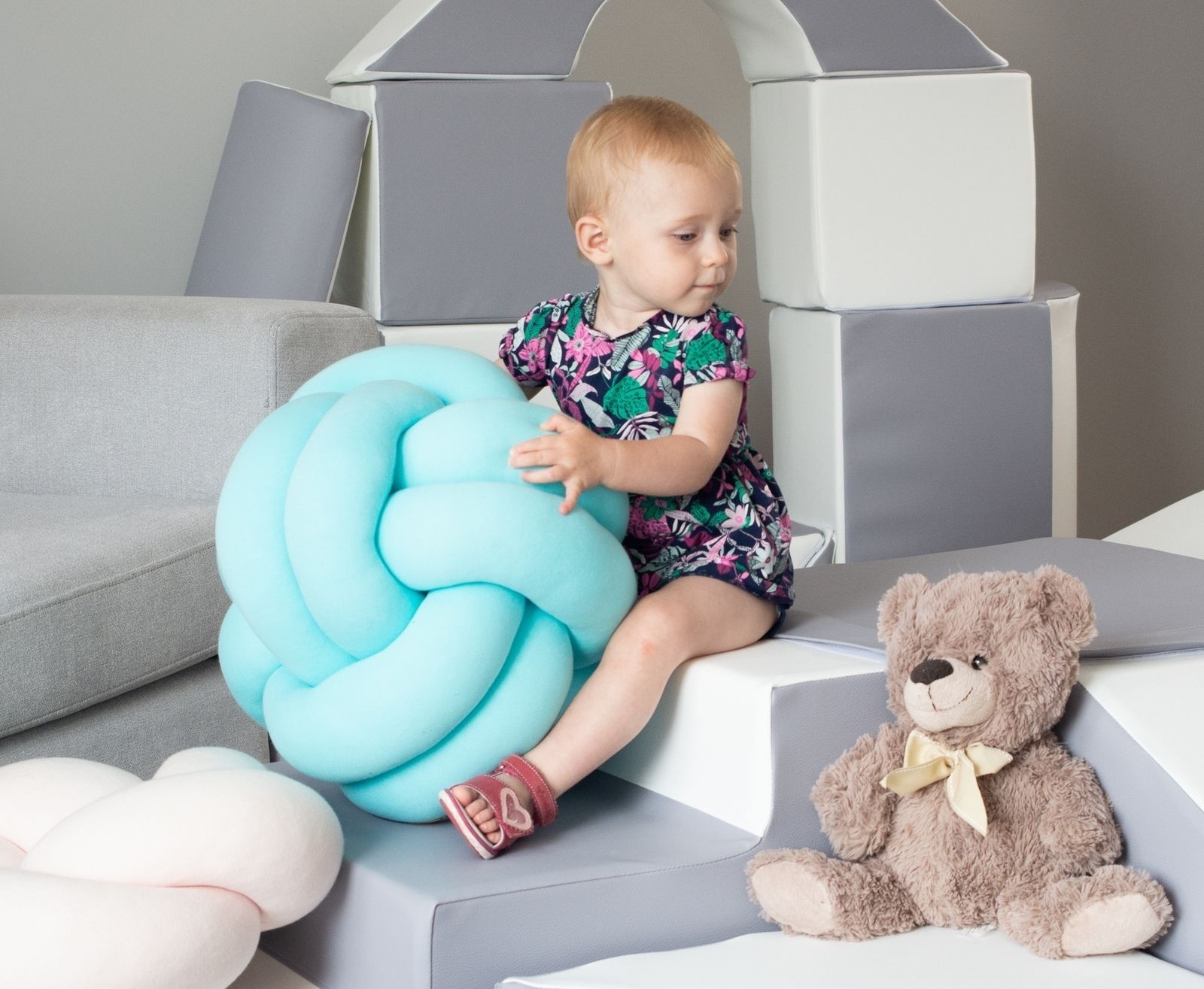 Knoopkussen creme | Decoratief 35x35cm Sierkussen | Zacht Katoen