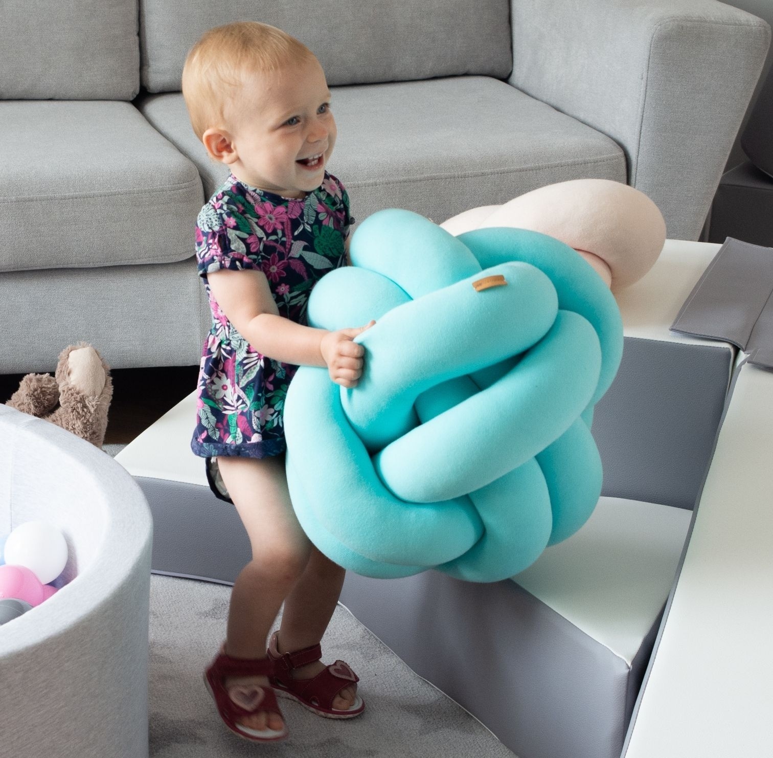 Knoopkussen creme | Decoratief 35x35cm Sierkussen | Zacht Katoen