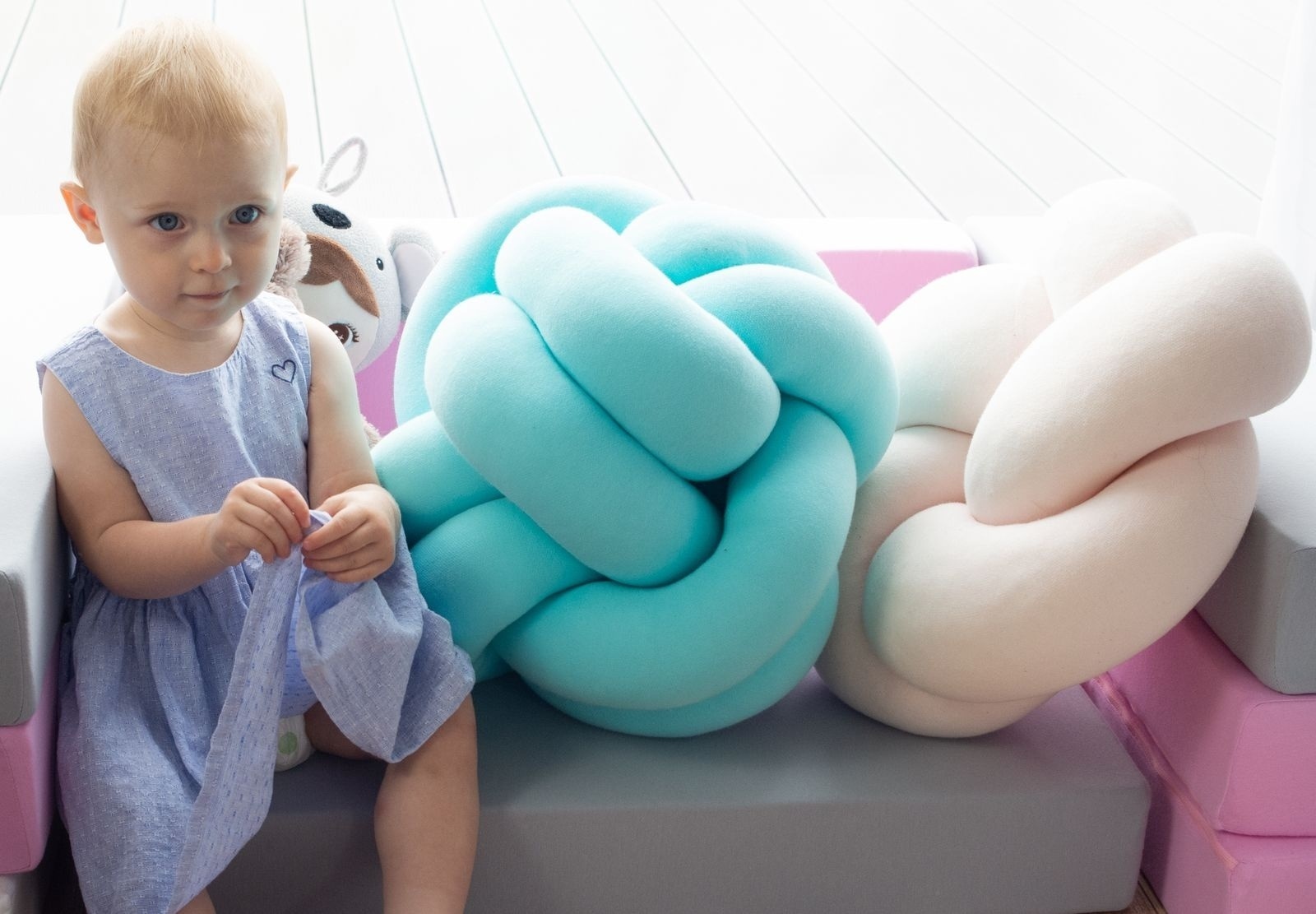 Knoopkussen creme | Decoratief 35x35cm Sierkussen | Zacht Katoen