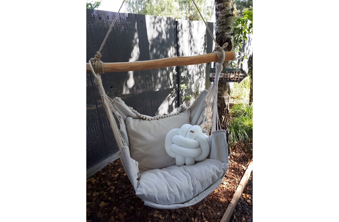 Decoratie kussen knoop 35x35cm crème katoen handgemaakt