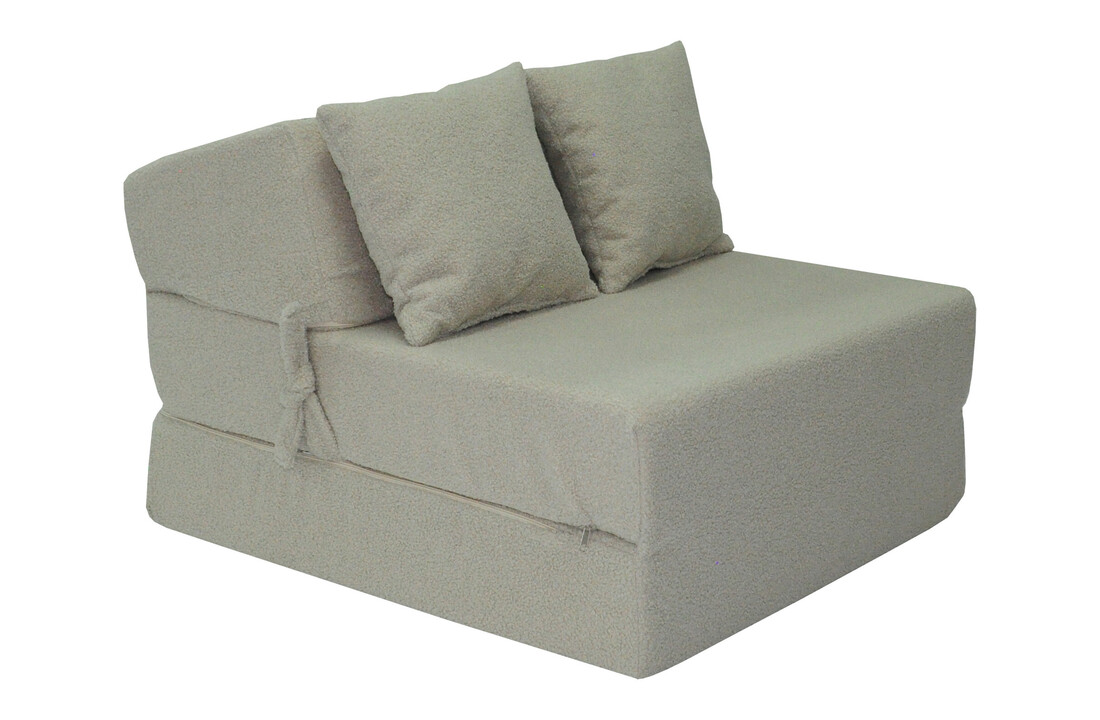 Beige futon 200x70cm, opvouwbaar matras van bouclé en PUR-schuim