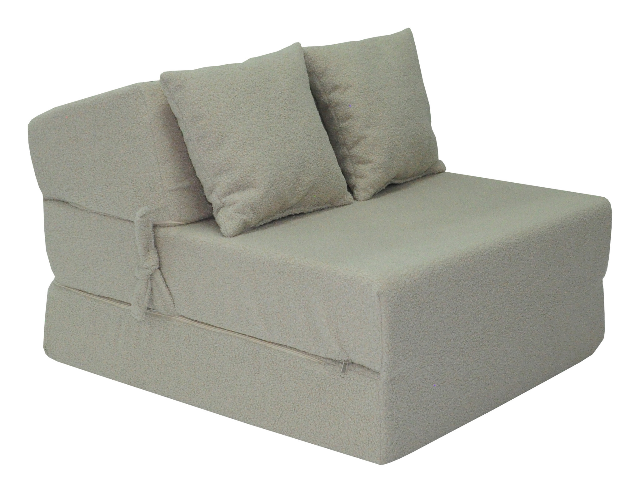 Beige futon 200x70cm, opvouwbaar matras van bouclé en PUR-schuim