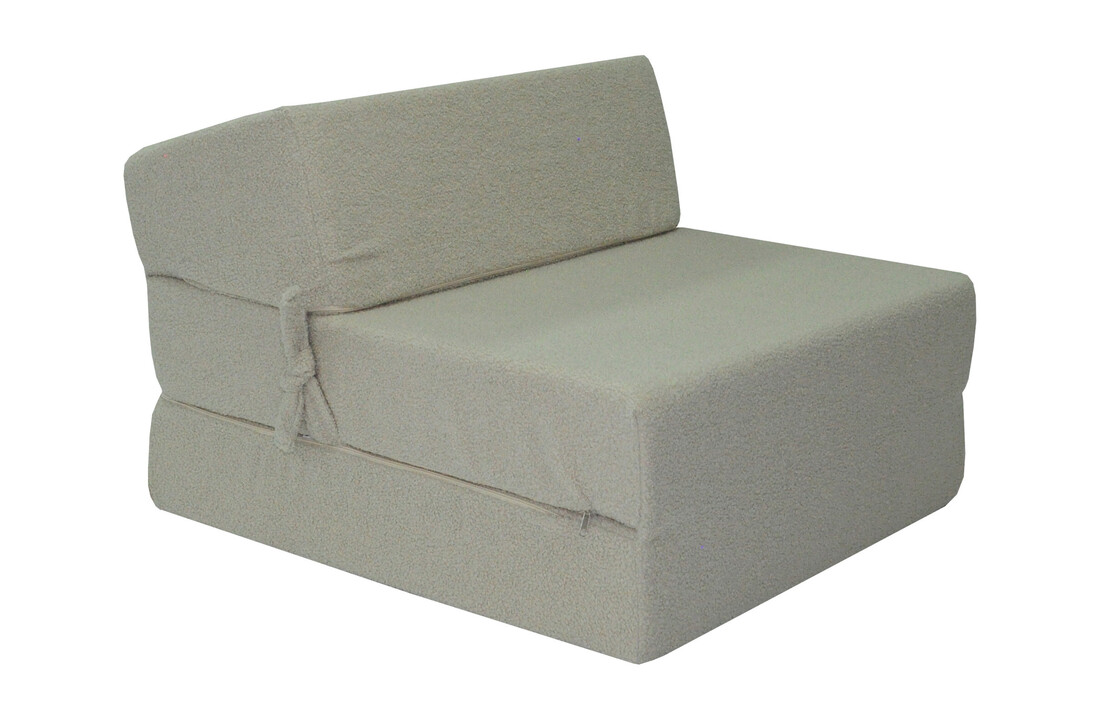 Beige futon 200x70cm, opvouwbaar matras van bouclé en PUR-schuim