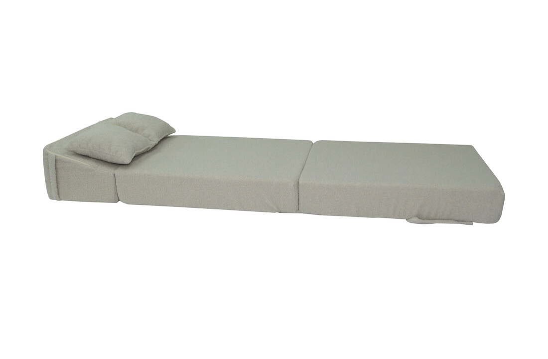 Beige futon 200x70cm, opvouwbaar matras van bouclé en PUR-schuim