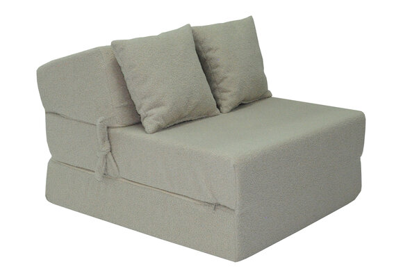 Teddy matras opvouwbaar – 200x70x15cm, Beige Bouclé, PUR-schuim