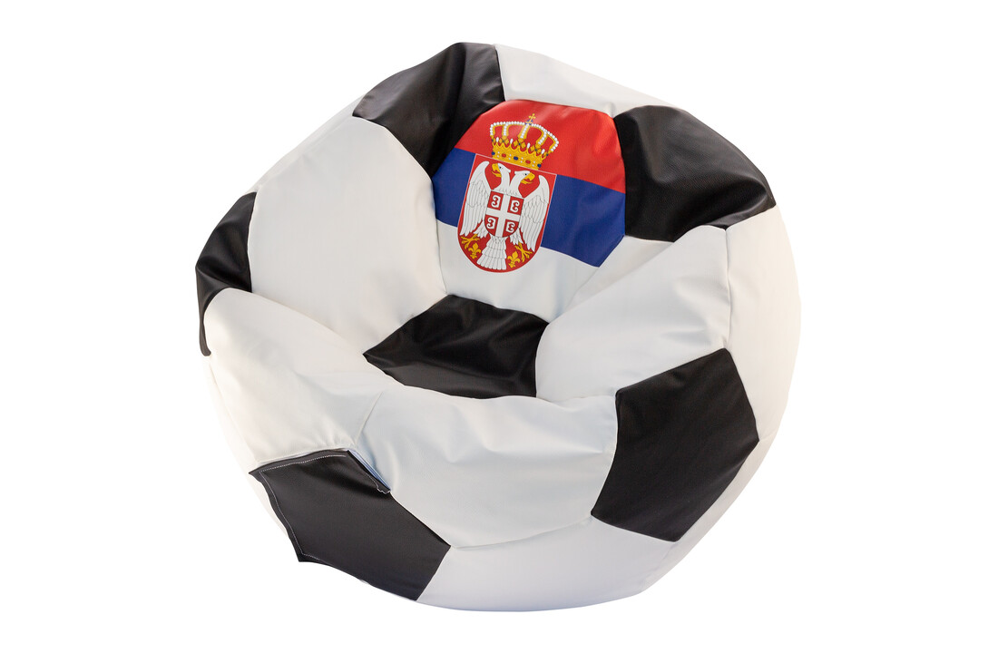 Voetbal zitzak Servië - Ø 90cm, Eco-leer, Blauw/Rood/Wit