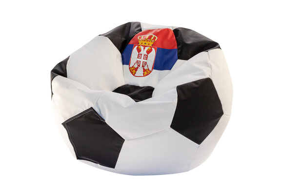 Zitzak met vlag Servië - Ø 90cm - Eco-leer - Blauw, Rood, Wit