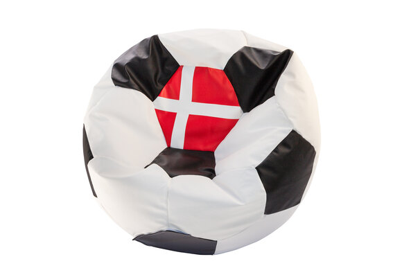 Voetbal zitzak Denemarken - Ø 90 cm - Rood/Wit/Zwart - Eco-leer