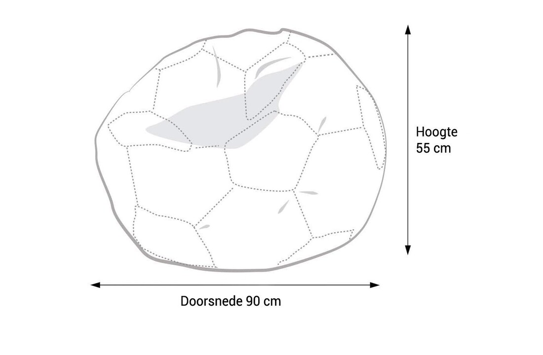 Zitzak voetbal L - Ø 90 cm - Rood/Wit/Zwart - Eco-leer