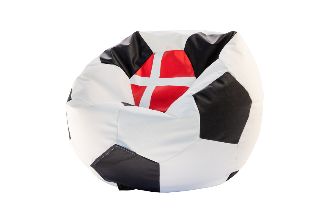 Zitzak voetbal L - Ø 90 cm - Rood/Wit/Zwart - Eco-leer