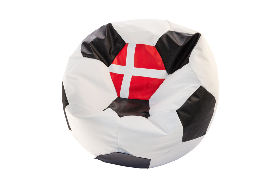 Zitzak voetbal L - Ø 90 cm - Rood/Wit/Zwart - Eco-leer